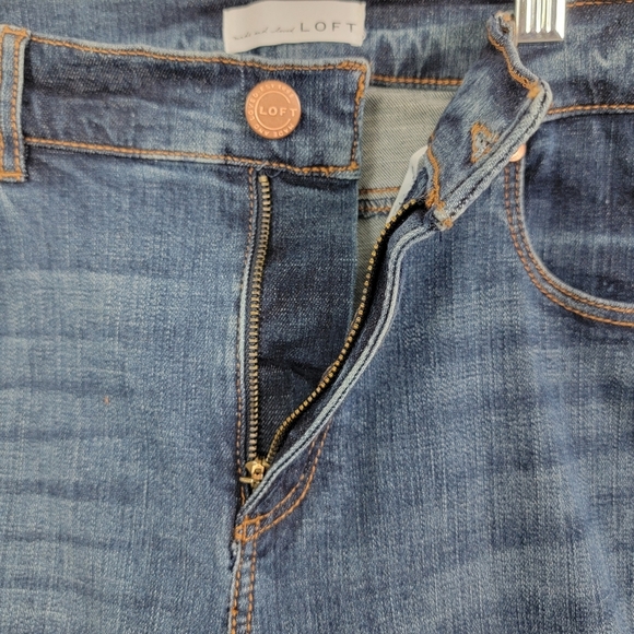 LOFT NEW Women's 12/31 High Rise Modern Skinny Raw Hem Slit Dark Wash Denim Jean - Picture 6 of 16